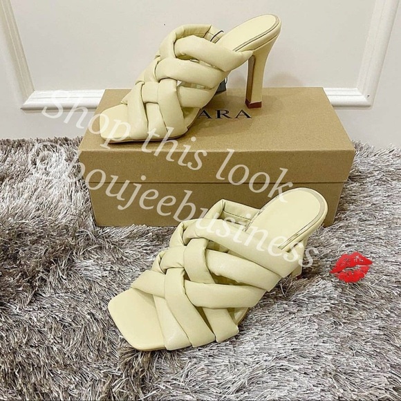 ZARA - Padded Woven Leather Mule Sandals Size US 8 - Picture 5 of 7